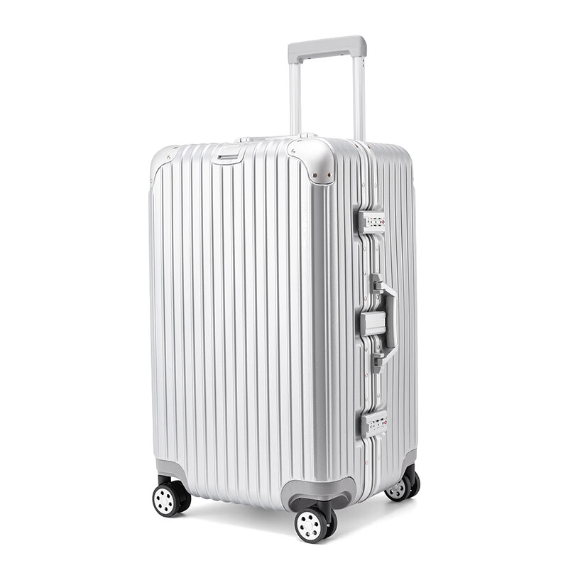 Walker Shop轻奢品牌行李箱加厚铝框拉杆箱大容量旅行箱出国托运工具箱 银色 32英寸