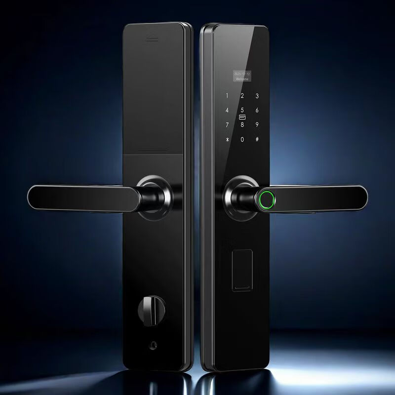艾珞克冰川2号智能锁指纹密码刷卡机械钥匙电子锁远程密码 黑色 370*80*25