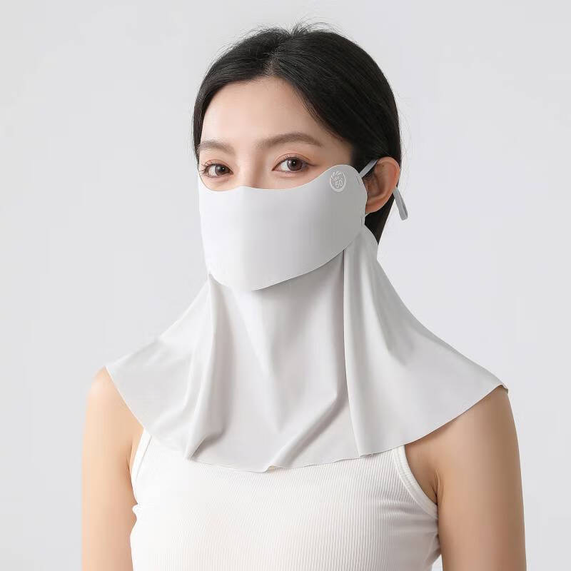 CLCEY护颈全脸防晒罩女新款遮脖子一体冰丝透气遮阳骑行防紫外线口罩男 云雾灰
