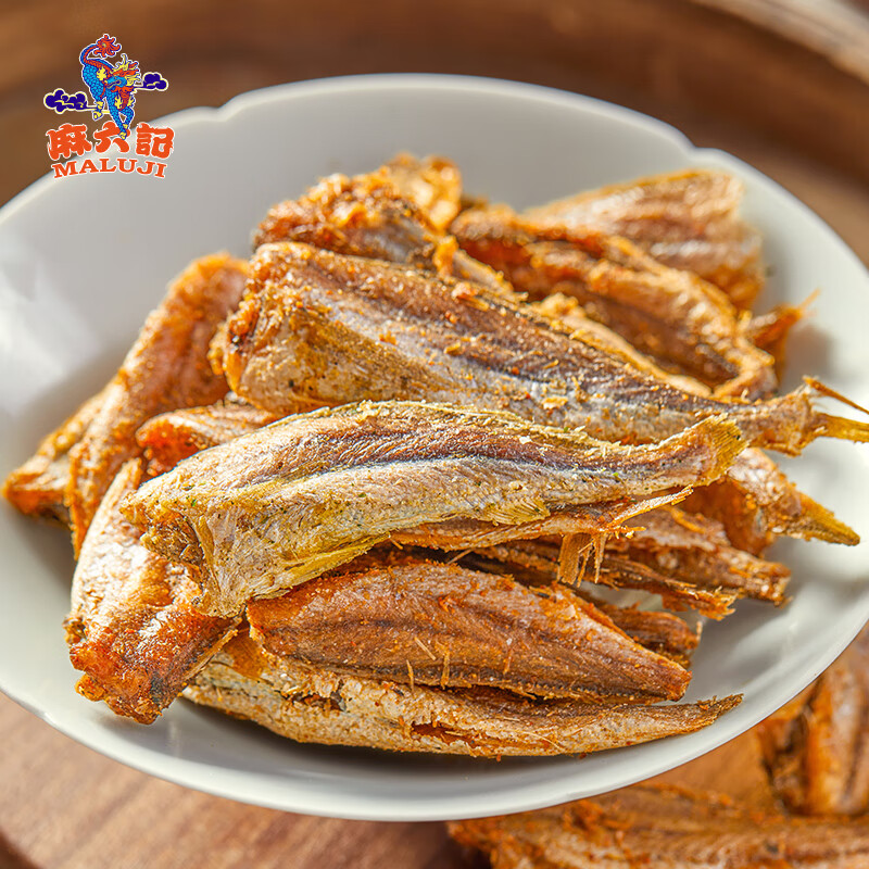 麻六记 香酥小黄鱼袋装干黄花鱼酥脆香酥即食小鱼干海鲜即食零食 小黄鱼香辣味30g*6