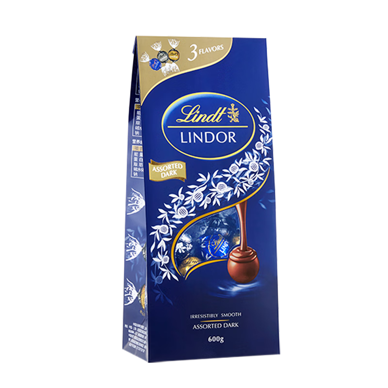 瑞士蓮（Lindt）【官方正品】軟心黑巧克力600g袋裝 糖果 零食 中秋節禮物
