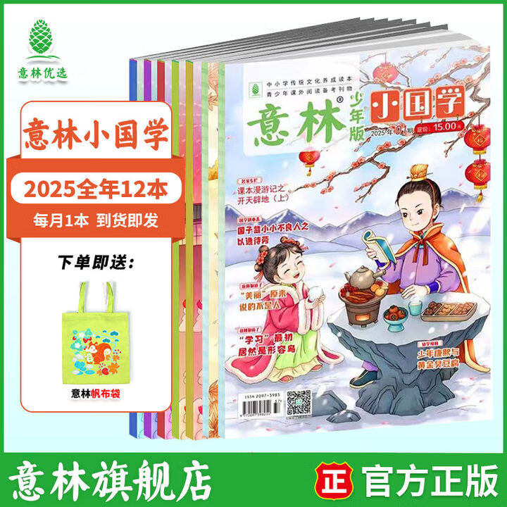 意林【2026年订阅】意林杂志订阅2026年1-12月期刊杂志 25/24年 少年版作文素材 作文与考试读者青年文摘 中高考写作素材书籍赠送帆布袋 【25年现货】意林小国学25年1-12月（12本）