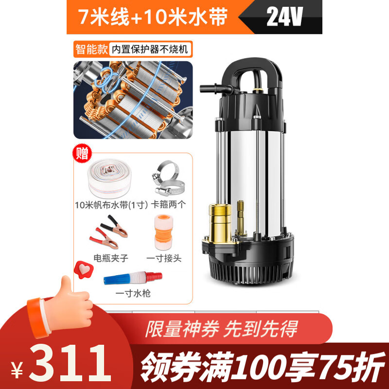 恒格爾直流潛水泵12伏-72V電瓶家用小型抽水機(jī)農(nóng)用灌溉電動車水泵 節(jié)能高揚(yáng)程24V-1寸7米線+10米水
