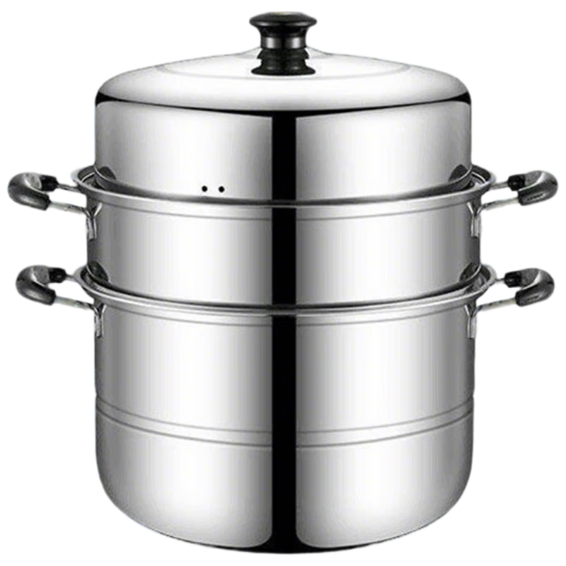 拜格（BAYCO）蒸鍋28cm三層加厚不銹鋼蒸饃饅頭包子家用湯鍋蒸籠大容量BG1306