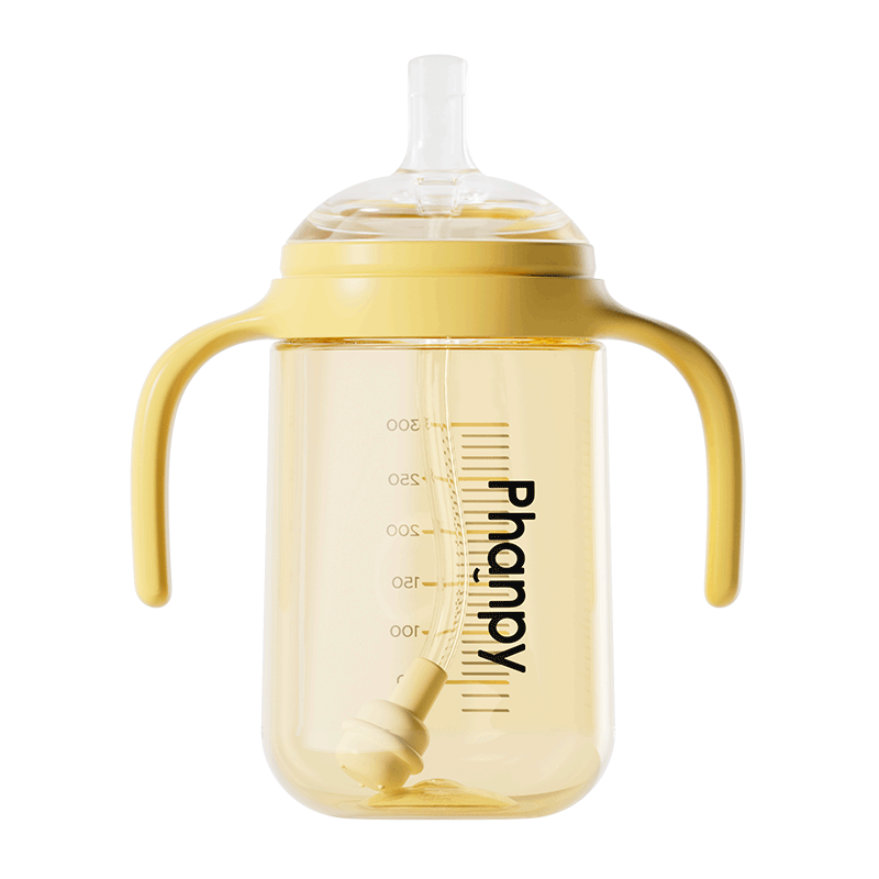 小雅象離乳吸管奶瓶直飲杯1-3歲嬰兒寶寶ppsu帶重力球手柄兒童水杯300ml
