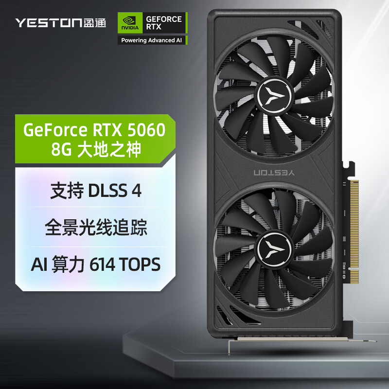盈通（yeston））GeForce RTX 5060 8GB GDDR7 大地之神 GA 电竞光追游戏AI智能学习电脑独立显卡