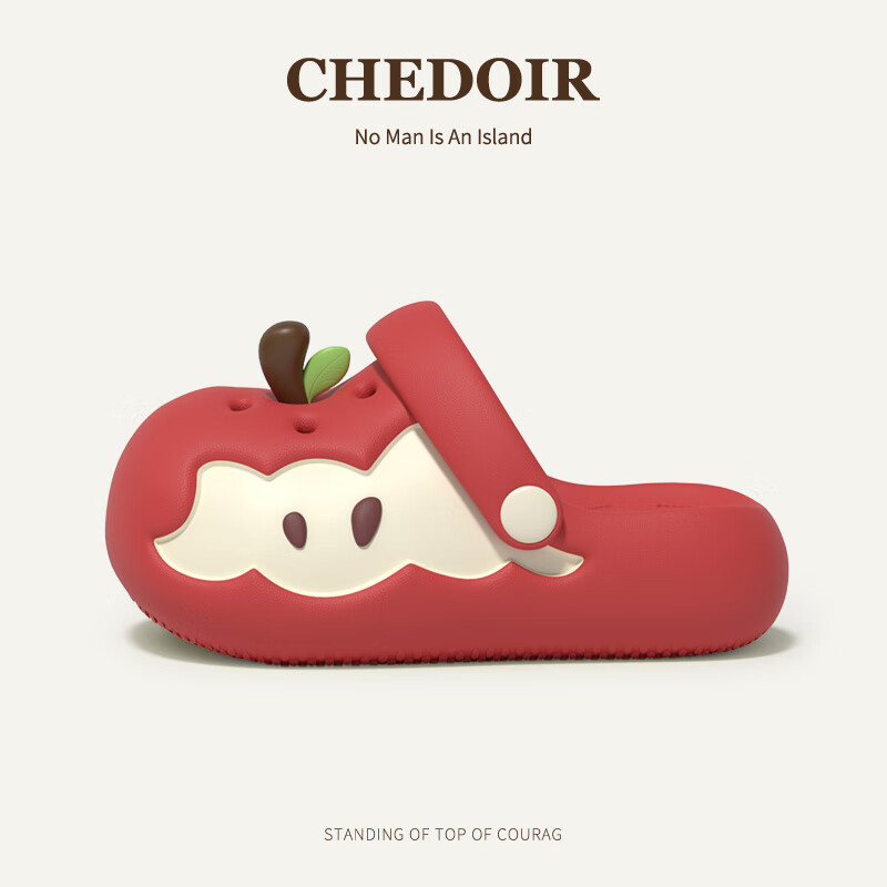 chedoir卡通苹果洞洞鞋儿童外穿男女夏季2025新款可爱防滑小孩凉拖鞋夏 红苹果 18 cm内长【180】脚长约17.5-18穿