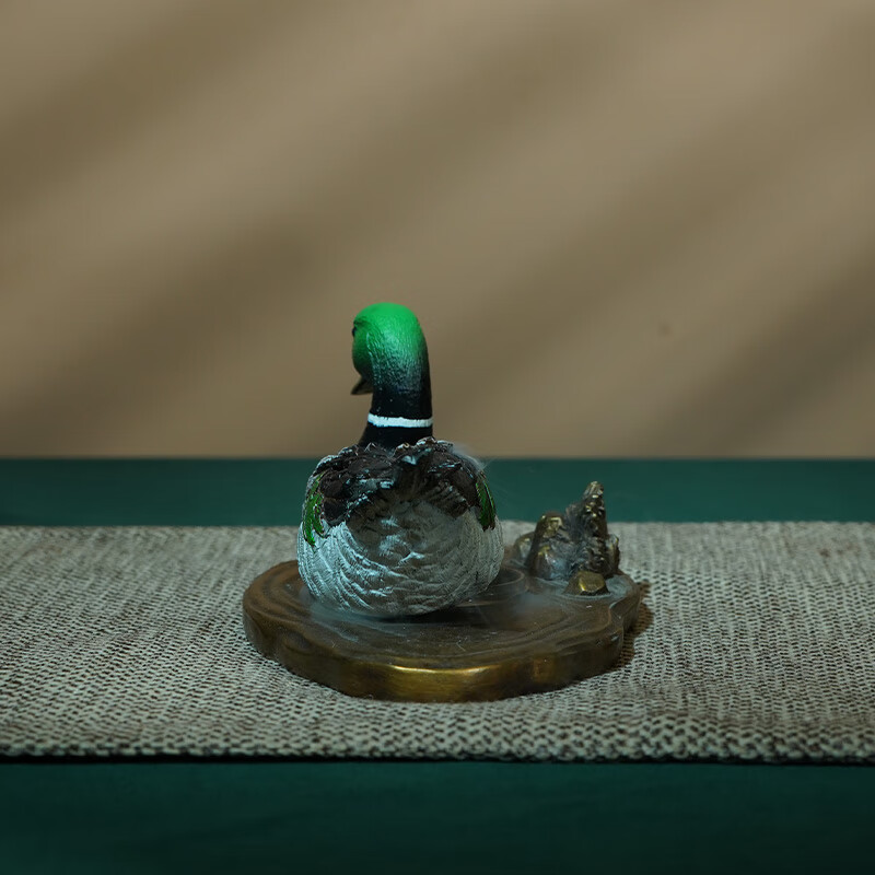 箐铜记全黄铜瑞鸭呈福香炉摆件家居客厅办公室茶室祝福礼品 瑞鸭呈福香炉B款+铜底座