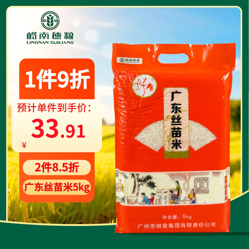 岭南穗粮好有 广东丝苗米  南方大米籼米长粒香米10斤（非真空包装）