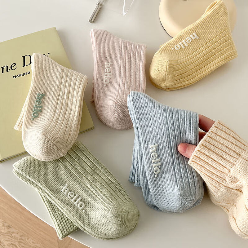 丹奇朵马卡龙袜子女春夏季纯色运动百搭中筒袜韩版糖果色学院风日系ins 随机- 1双 均码