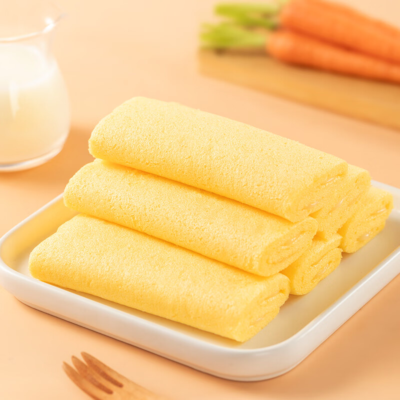 港荣蒸蛋糕面包早餐食品休闲零食办公室糕点点心代餐 红萝卜乳酸蛋糕450g