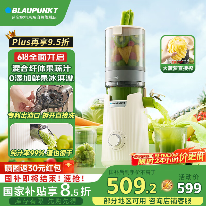 蓝宝（BLAUPUNKT）榨汁机原汁机家用【NFC液体沙拉机】渣汁分离全自动大口径水果蔬菜榨豆浆机高出汁好清洗国家补贴
