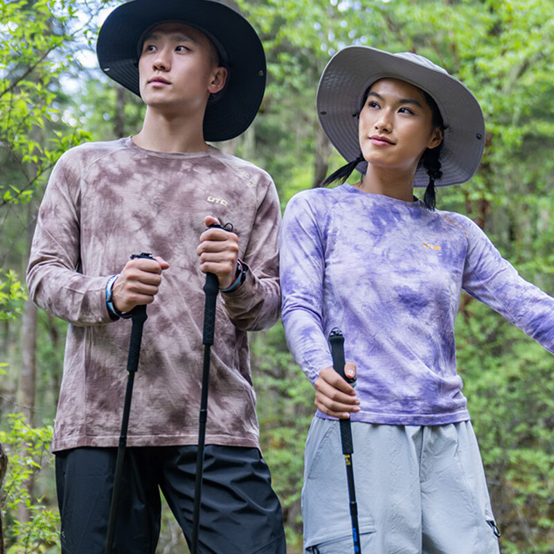 悠途(UTO)悠途 男士羊毛扎染速干长袖户外运动跑步美利奴羊毛速干衣T恤女 男款-午夜蓝 L