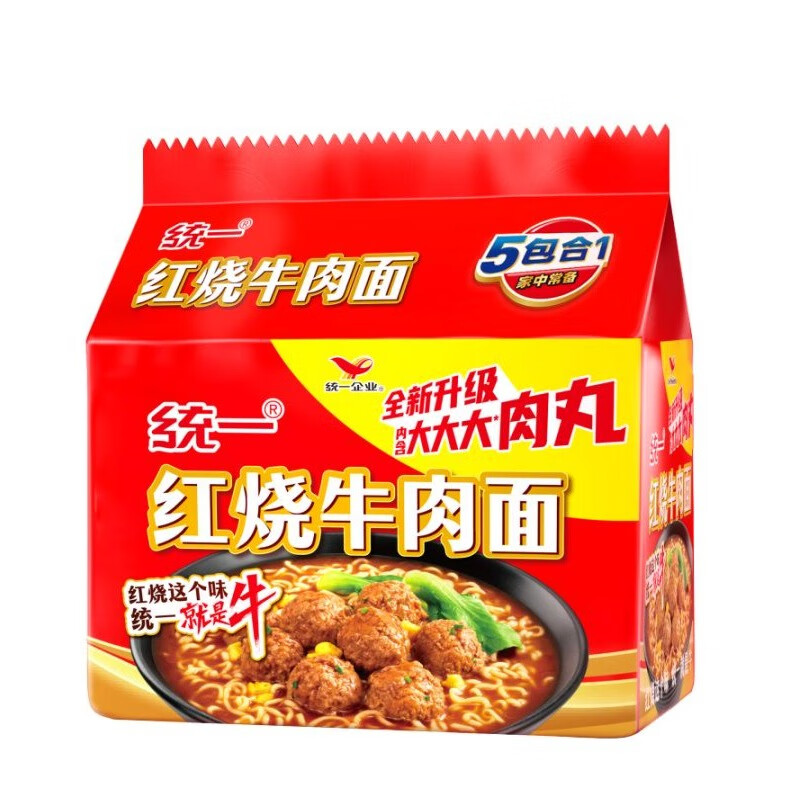 统一红烧牛肉面 五合一 100g*5袋装 方便面泡面