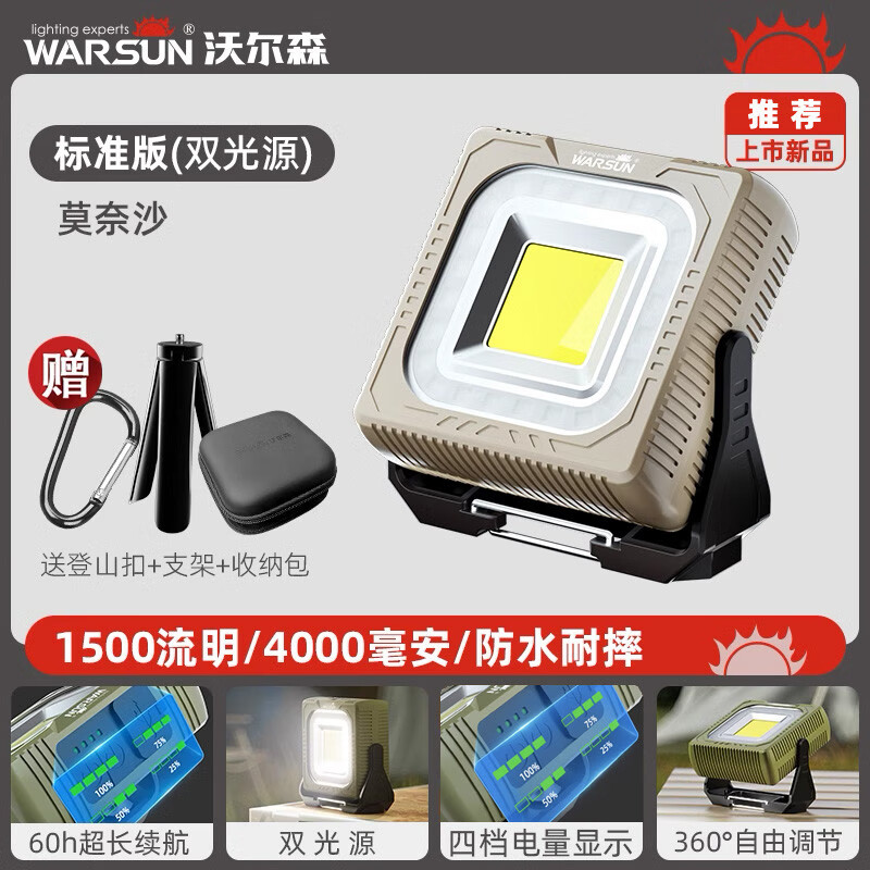Warsun露營(yíng)燈充電超長(cháng)續航戶(hù)外太陽(yáng)能充電氛圍應急燈停電家用照明 莫奈沙_六檔調節_智能電顯_續航6