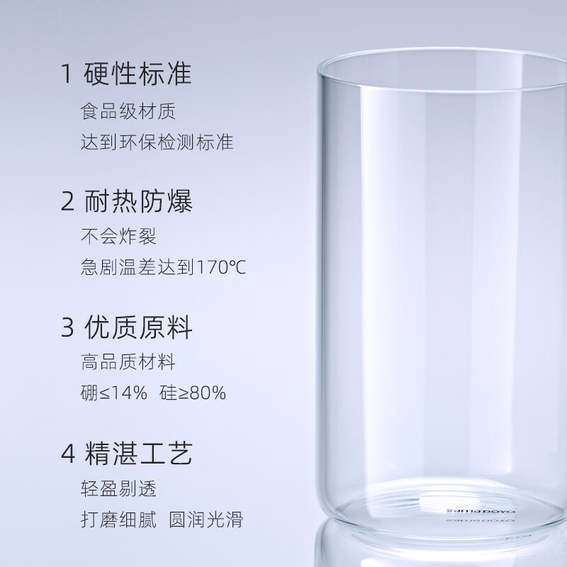 尚明高硼硅玻璃水杯茶杯玻璃杯客人杯客人杯喝水杯茶水杯凉水杯