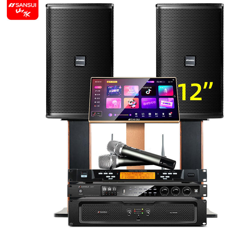 山水（SANSUI） PK12专业大功率点歌K歌套装卡拉OK家用家庭商用演出KTV宴会厅包房音响影院会议娱乐清吧舞台音箱 【热卖】PK12专业箱+功放+效果器+点歌机