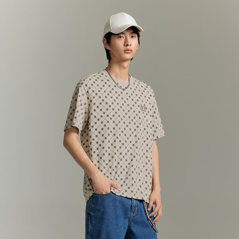 GXG男装 夏季短袖T恤合集 GE1440987D黑色圆领短袖T恤 XL 180