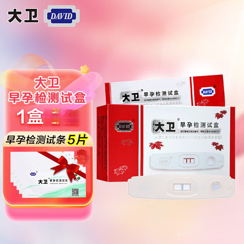 大衛(wèi)驗孕棒1支早早孕紙測孕筆驗孕筆懷孕女早孕卡 大衛(wèi)驗孕棒1盒+早早孕5片