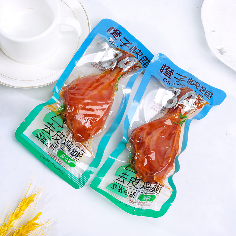 橙子快跑去皮雞腿高蛋白質(zhì)奧爾良藤椒味解饞大雞腿休閑零食小包裝 去皮雞腿【藤椒味】250g