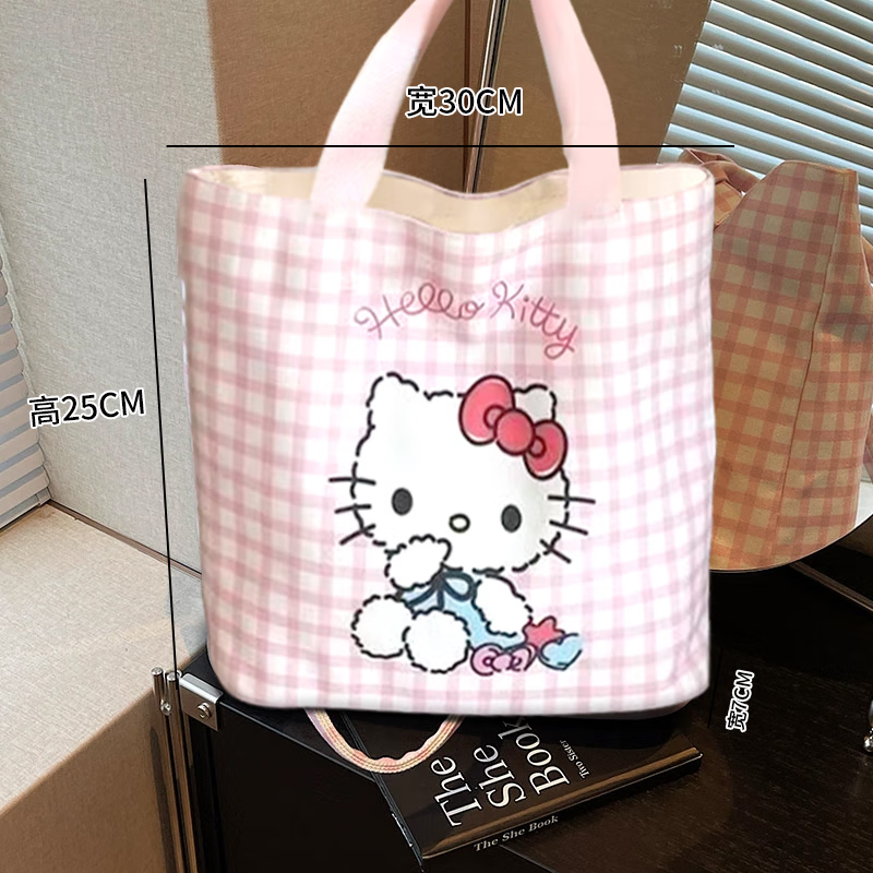 画袋画包帆布包hello凯缇开学学生必备出行可爱大容量帆布包包女夏季新款时尚便携收纳方便手提 hello粉色凯缇 图 5