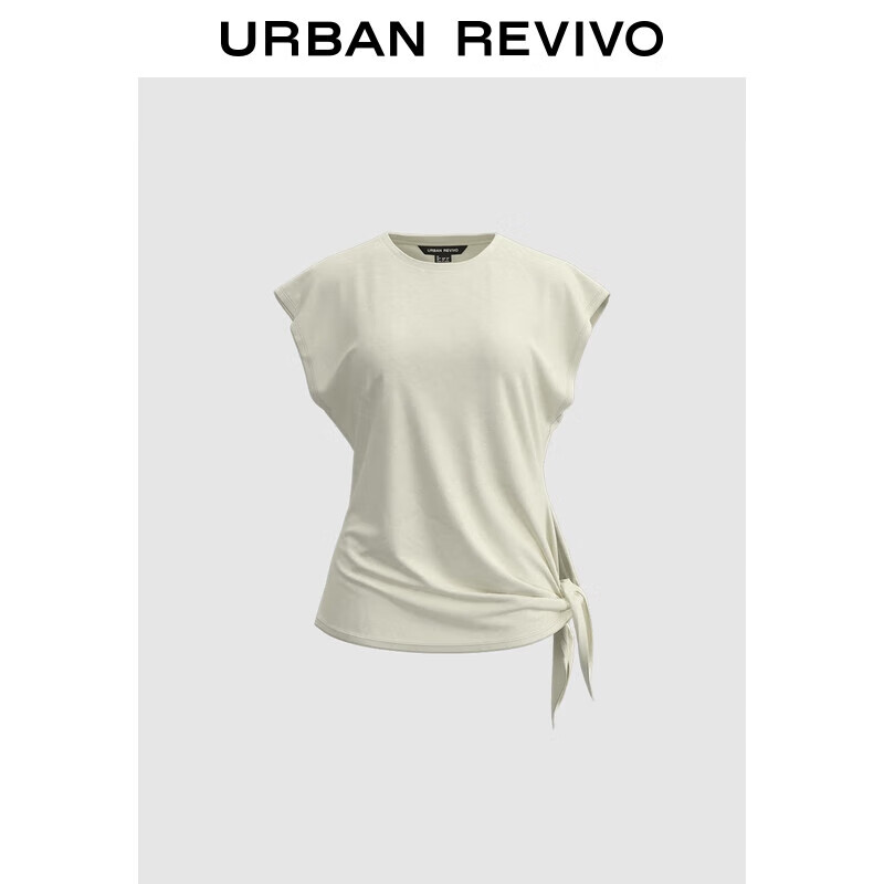UR2025夏季新款女装时髦设计感休闲侧腰绑带短袖T恤UWM450119