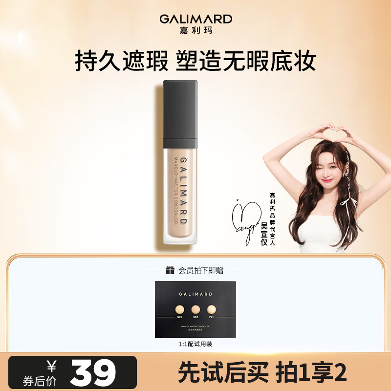 嘉利玛（GALIMARD）大师遮瑕液笔膏无暇遮盖脸部斑点黑眼圈痘印水润7.5m N01暖肤色