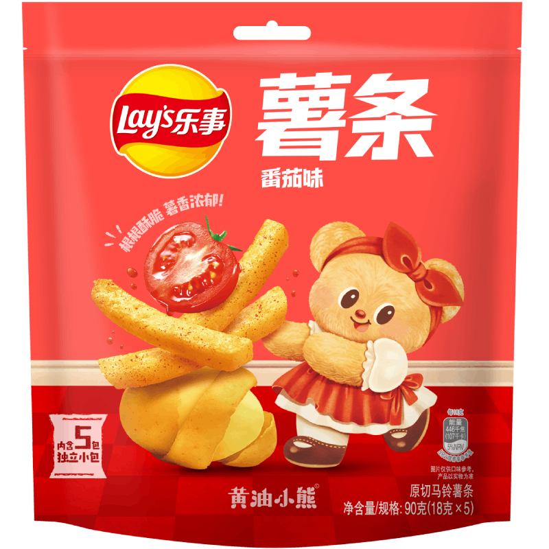 乐事（Lay's）薯条 番茄味18g*5包 90g 黄油小熊联名款（新老包装交替发货）