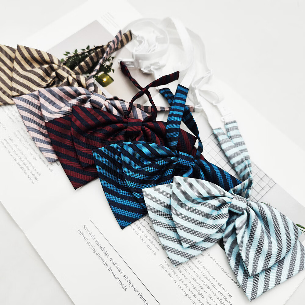 【精选】双层蝶形加大JK领结领花学士服百搭通用条纹蝴蝶结女 S2C-01