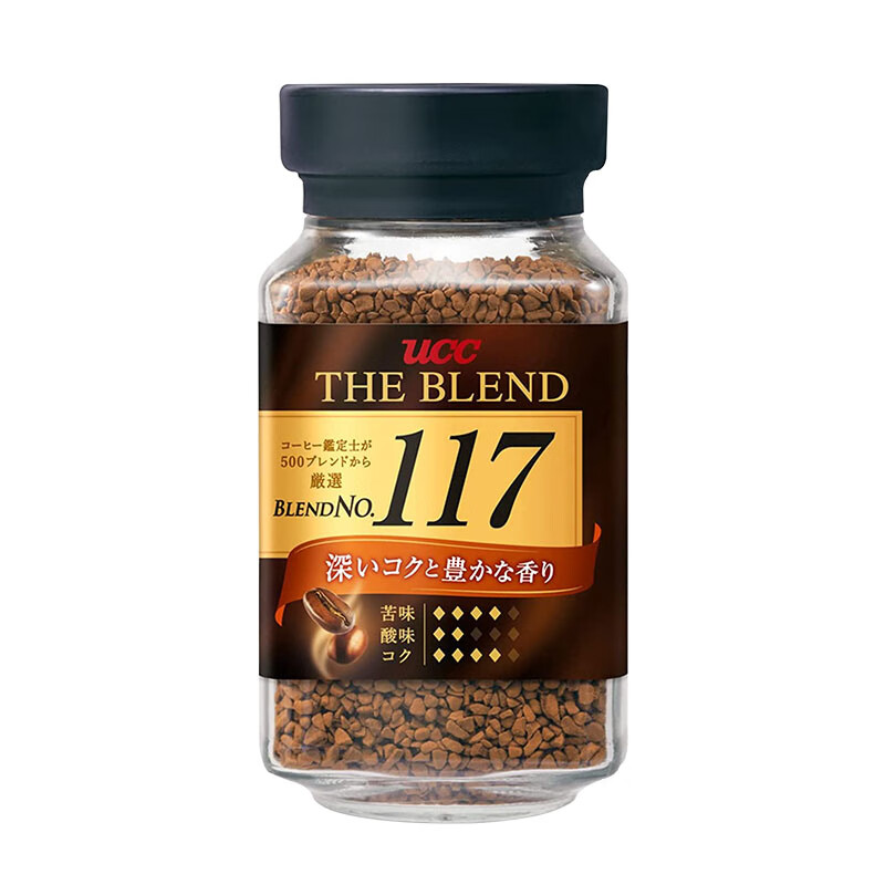 悠詩(shī)詩(shī)（UCC）117黑咖啡日本進(jìn)口無(wú)蔗糖咖啡粉健身提神瓶裝速溶咖啡 117 咖啡90g （醇厚偏苦） 1x1x90g