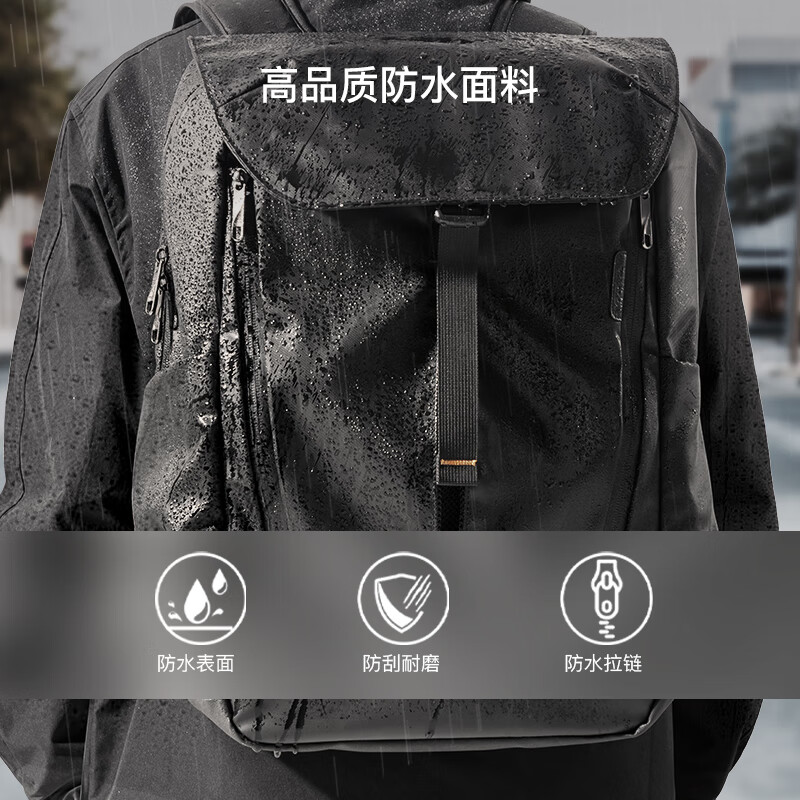 inateck大容量双肩包16寸笔记本电脑包出差背包旅行运动书包男 标准款 黑色|标准款