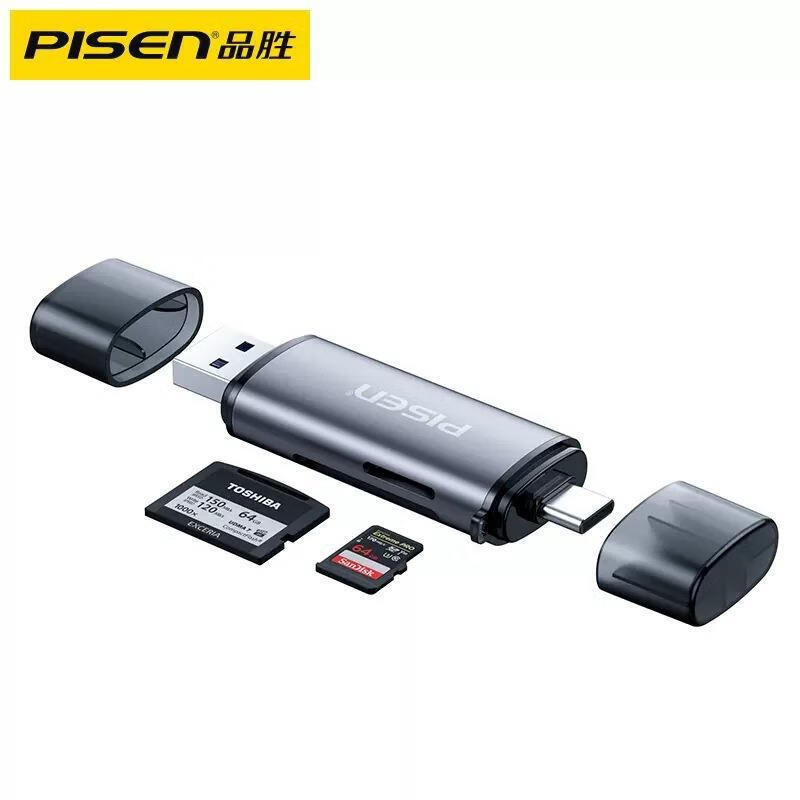 品勝（PISEN）二合一讀卡器USB3.0高速TF CF卡Type-C多功能數(shù)碼相機(jī)OTG手機(jī) USB3.0+Type-c二合一讀卡器