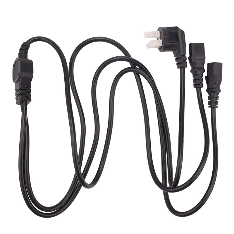 春程 一出四电源线一拖四一分二1分2无氧纯铜芯三插三孔品字尾连接线台式机电脑显视器打印机机房线缆 C2100一拖二长线主线1M+分线1M总长3M 默认31