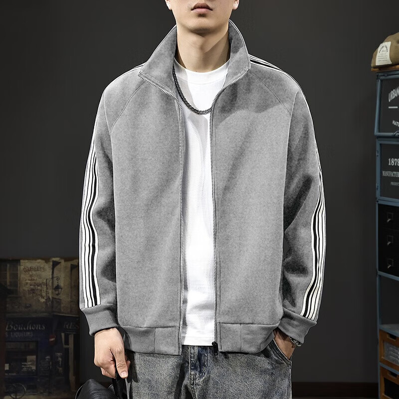 新百伦高端开衫卫衣外套男士秋冬新款潮流加绒加厚夹克男运动休闲上衣 藏青 常规 XL 码【合适145-165斤】