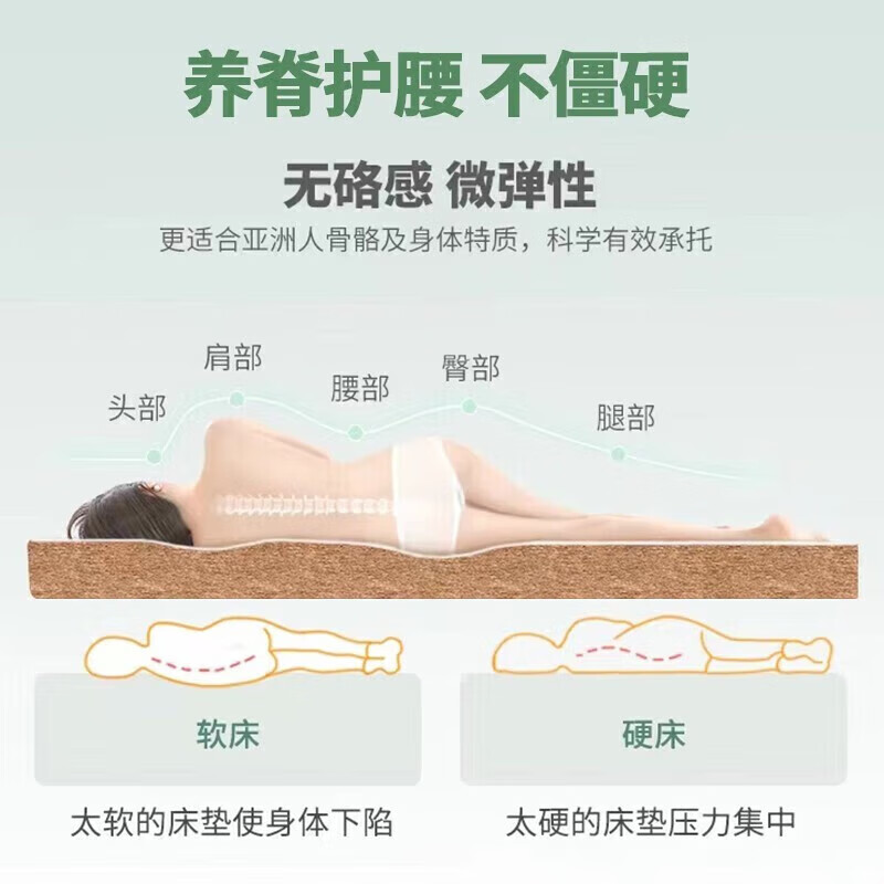 海马天然环保3S黄麻乳胶蓝色宝宝儿童专用卧室学生宿舍榻榻米床垫 3cmS黄麻棕+2cm乳胶(7cm厚) 0.9*1.9m