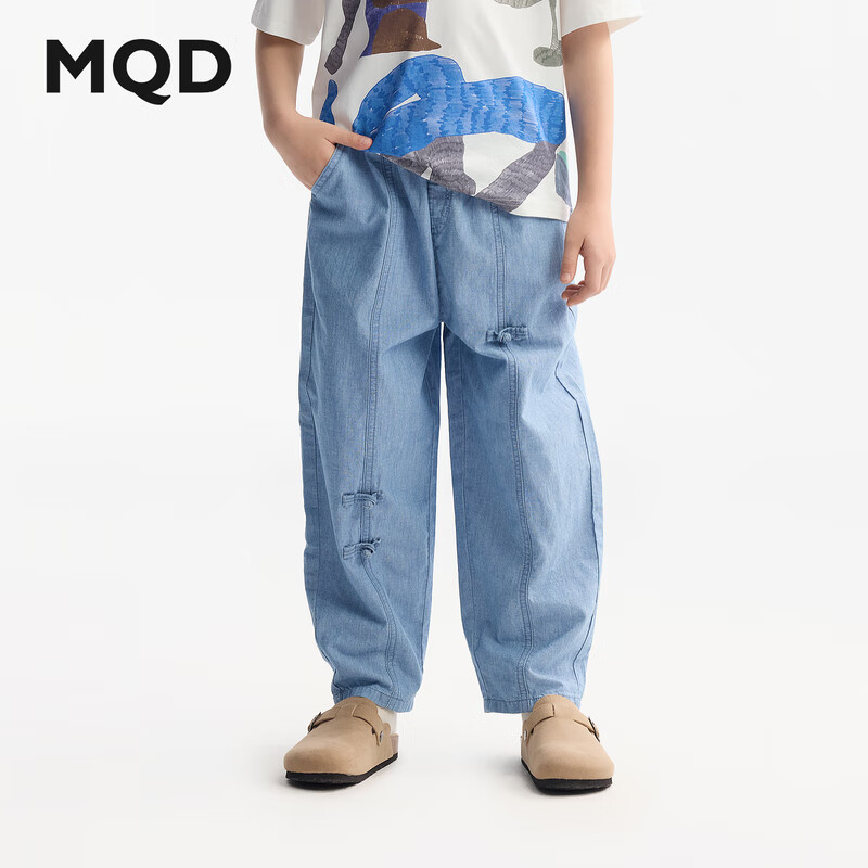 马骑顿（MQD）MQD童装男童牛仔裤夏季薄款儿童宽松萝卜裤宝宝新款休闲裤子 浅牛仔蓝 140
