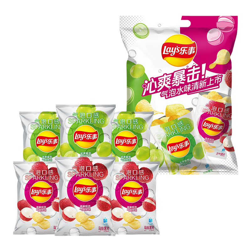 乐事（Lay's）气泡水薯片礼包（沁爽葡萄40g*3+清新甜荔40g*3）京东独家新品