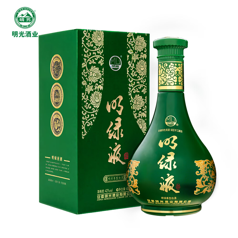 老明光42度450ml 普绿 明绿香型 手工固态酿造 纯粮 明绿液白酒 42%vol 450mL 4瓶 ·赠41.9度窖藏礼盒*1