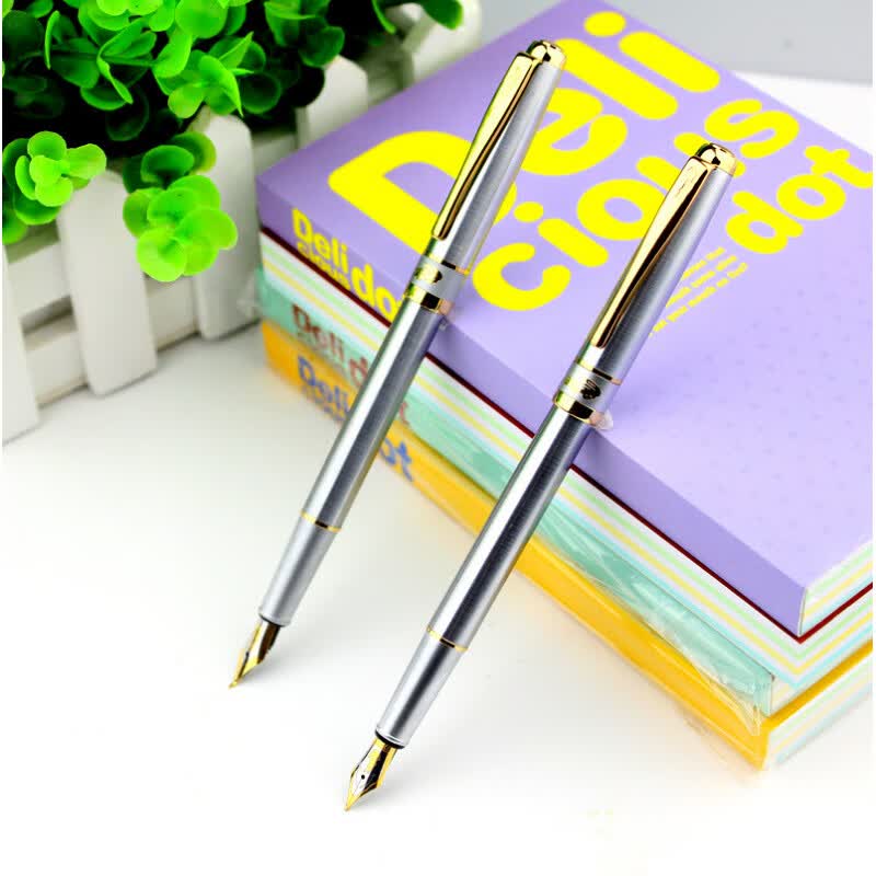 批发 aymoy鳄鱼欧洲鳄鱼钢笔216钢杆钢笔/书法美工笔 银色