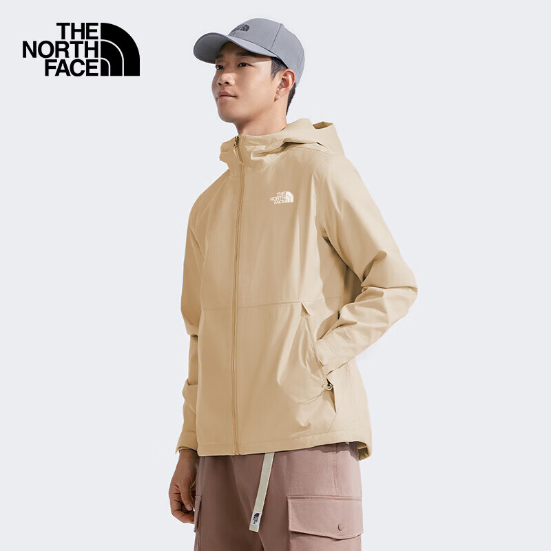 The North Face北面冲锋衣男户外防风硬壳单层夹克4UDN 卡其色/LK5 XL