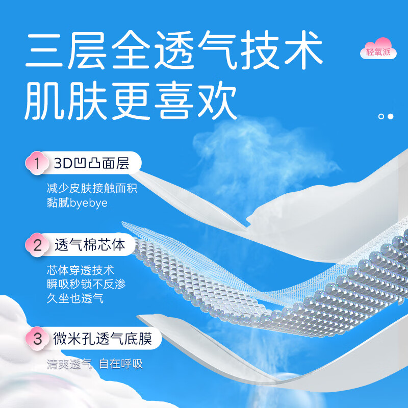 舒莱轻氧派卫生巾干爽瞬吸棉柔透气日夜姨妈巾 日夜5包46片