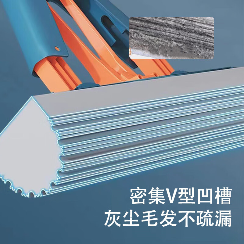 华威曼对折式拖把懒人强吸水家用大号免手洗一拖净拖布胶棉拖 28cm拖把套装+1个棉头-颜色随机