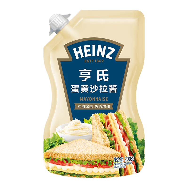亨氏（Heinz）沙拉酱 蛋黄沙拉酱 点蘸蔬菜水果沙拉酱200g袋装