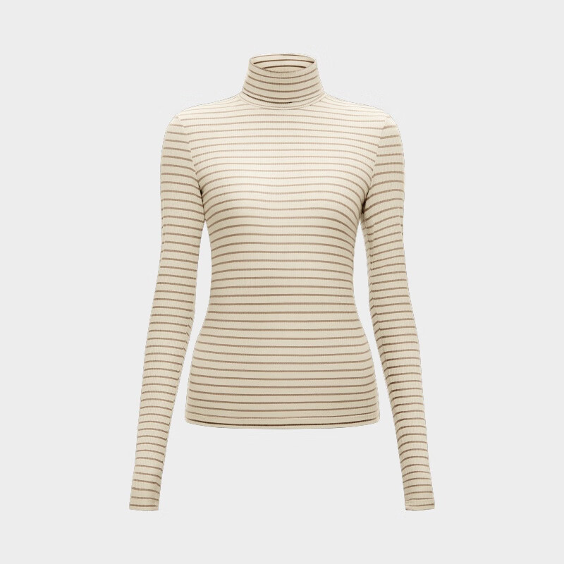 蕉内（Bananain）【明星同款】热皮501+女士保暖内衣轻暖内衣内搭可外穿打底衣秋冬 【双高领】奶白灰棕条纹 L