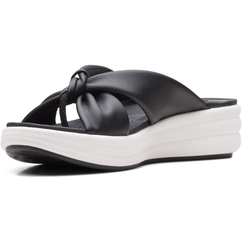 Clarks女士真皮楔形人字拖百搭舒適通勤防水臺套趾涼鞋 Black 41.5