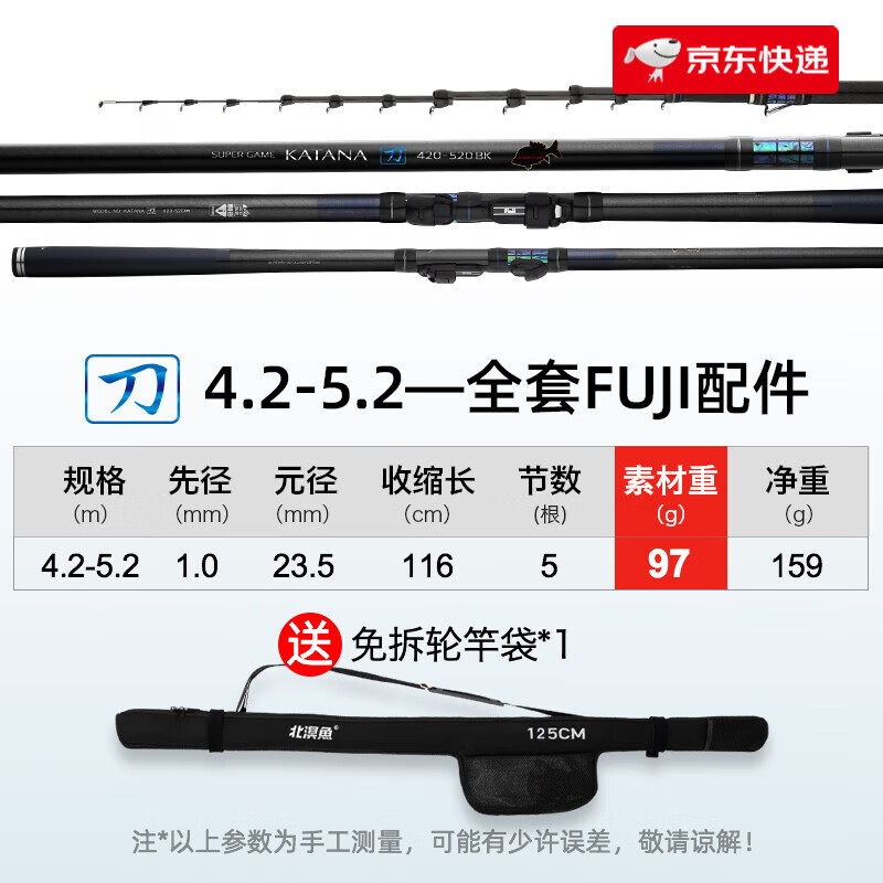 北溟魚(yú)前打竿刀谷麥釣日本前打桿超輕硬長(cháng)節定位不剪線(xiàn) 5.2m 4.2-