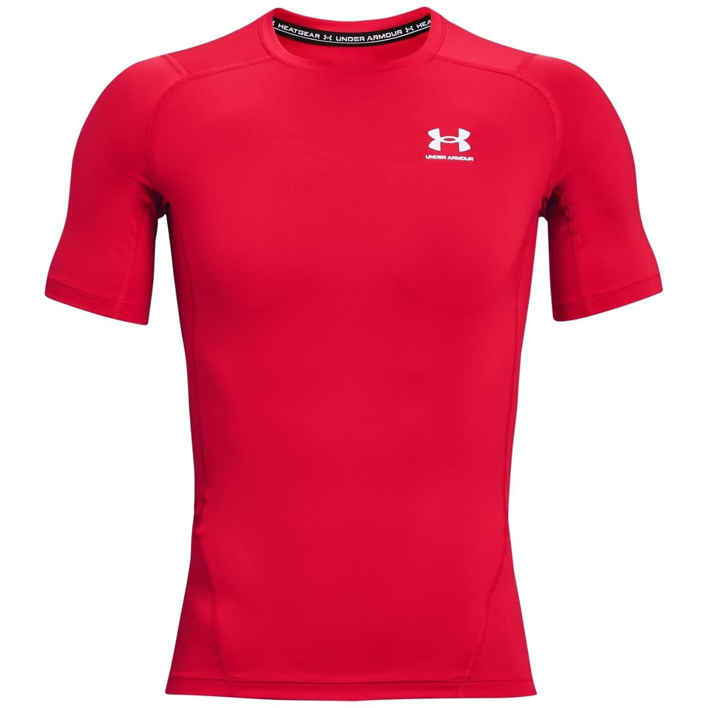 UNDER ARMOUR 男士HeatGear压缩短袖T恤 运动训练健身四季 Red (600)/White Medium