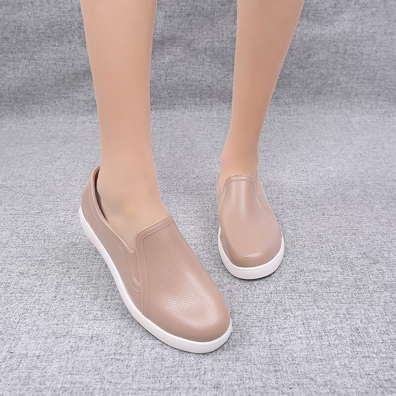 韩琳奴新款正品巨力防滑防水雨鞋女士成人水鞋短筒厨房防油工作胶鞋雨靴 【巨力正品-防滑防臭】卡其色 40