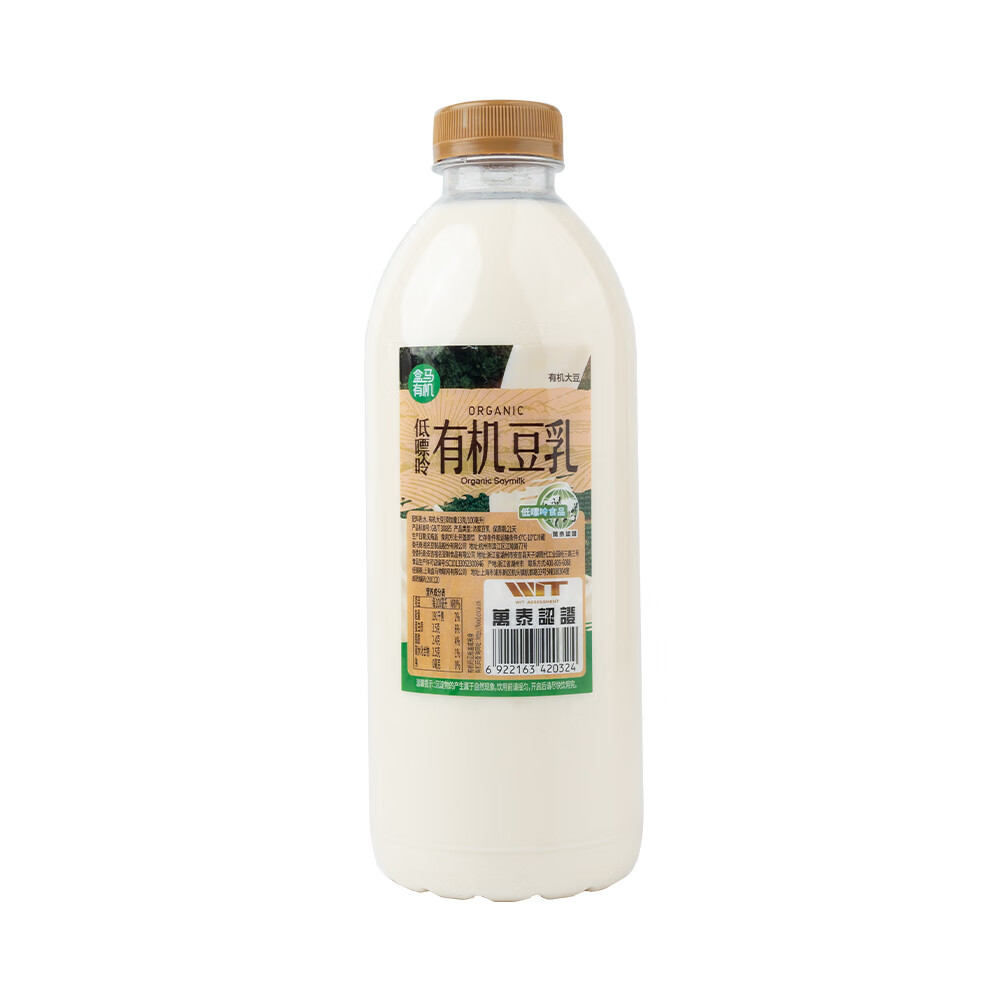 盒马浓醇豆浆低糖甜豆浆低嘌呤豆乳1L学生早餐营养香浓豆奶大瓶家庭装 有机低嘌呤豆乳1L*1瓶