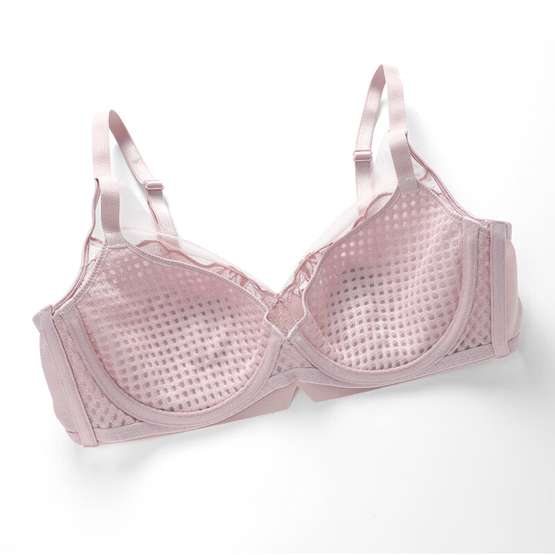 安莉芳【风巢杯】专柜新品蕾丝深v性感文胸女大胸显小内衣EB00820礼物 藕色LAV 75C